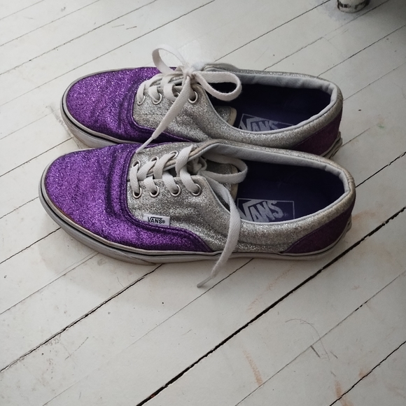 Woman's purple & silver sparkly Vans size 6.5 - Picture 2 of 3